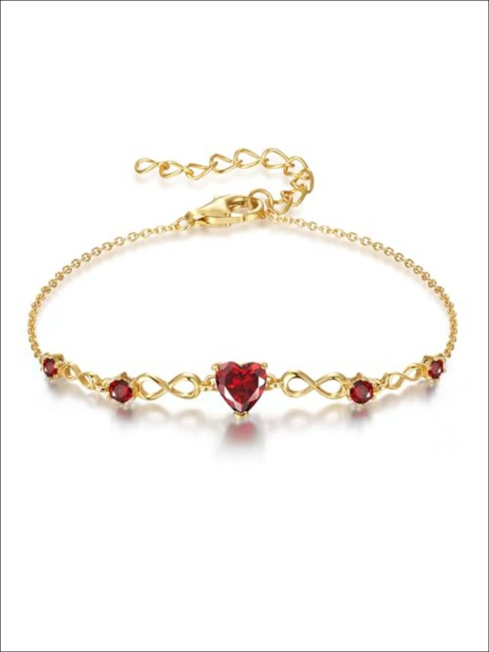 925 Sterling Silver Infinity Heart Birthstone Bracelet Adjustable Chain